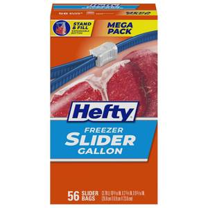 lot 14222 image: Hefty Slider Freezer Bags, Gallon Size, 56ct