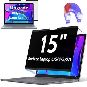 lot 14238 image: Peslv Magnetic Privacy Screen Surface Laptop 654321 15 Inch, Removable Anti Blue Light Glare Filter, Black Security Private Apy Block Protector