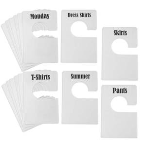 lot 14239 image: TraGoods 32 Pack White Clothing Rack Size Dividers Plus 150 Labels (1 Inch) and 40 Large Blank Labels, Large Rectangular Clothing Closet Dividers (Pearl White)