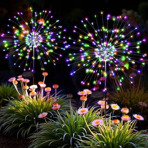 lot 14242 image: SUNCKET 2Pack Solar Lights Outdoor, Multicolor Firework Lights
