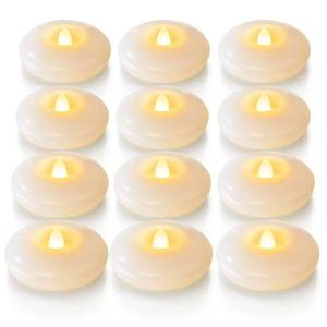 lot 14247 image: Homemory 12Pack 3 White Flameless Floating LED Candle, Waterproof Tealight