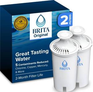 lot 14251 image: Brita Standard Water Filter for Pitchers and Dispensers, BPA-Free, Reduces Copper, Cadmium and Mercury Impurities, Lasts Two Months or 40 Gallons, Includes 2 Filters