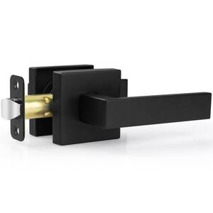 lot 14277 image: Estmoon 1 Pack Passage Door Handle Matte Black Door Lever, Interior Door Knob Square Heavy Duty Non-Locking Handlesets Hall Closet Handle, Reversible for Right & Left Sided Doors