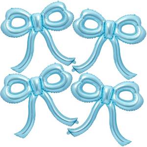 lot 14294 image: 4 Pcs Blue Bow Balloons Bow Birthday Party Decorations for Girl Women Bow Decor Blue Birthday Decorations Giant Light Blue Balloons for Baby Shower Bridal Bachelorette Party Supplies