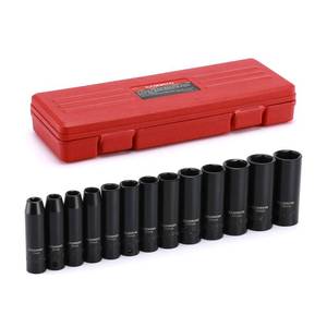 lot 14303 image: CASOMAN 13 Pieces 38-Inch Drive Impact Socket Set, 6-Point, Metric, Deep, CR-V, 7mm to 19mm, Heavy Duty Blow Molded Storage Case