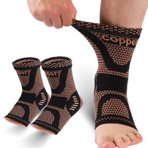 lot 14323 image: LISEPWU Copper Ankle Brace for Men & Women, Ankle Compression Sleeve 1 Pair