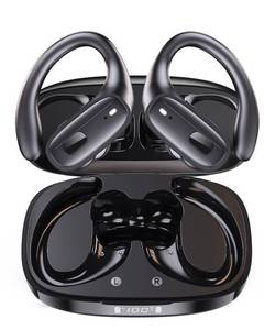 lot 14325 image: LEEMC Wireless Earbuds, Bluetooth Headphones 5.4, 80Hr Playtime Ear Buds with Hooks for Sports, Noise Canceling, LED Display, IPX7 Waterproof Earphones for Workout Running, JetBlack