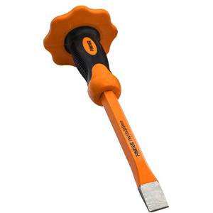 lot 14327 image: Finder 12-Inch Heavy Duty Flat Chisel with Hand Protection, Flat Head, DemolishingMasonryCarvingConcrete Breaker Chisels with Bi-Material Hand Guard