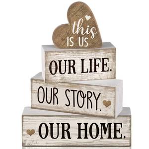 lot 14332 image: Conelist 4 Pcs Farmhouse Table Decoration, Home Sweet Home Heart Decor