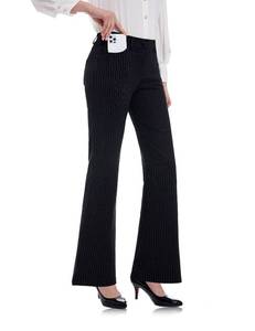 lot 14336 image: Tapata Womens 28303234 Stretchy Bootcut Dress Pants with Pockets Tall, Petite, Regular for Office Work Business 34, Black, Pinstripe, L