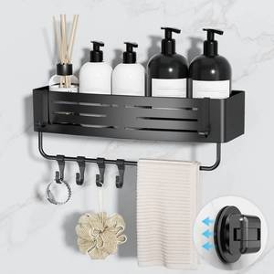 lot 19670 image: Onemake Suction Cup Shower Caddy, Shower Shelf, Bathroom Organizer, Black