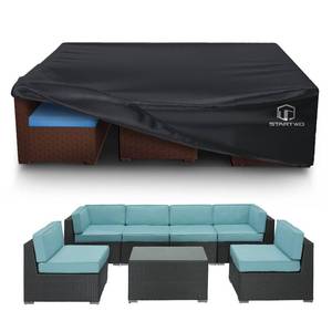 lot 19678 image: STARTWO Patio Furniture Covers Waterproof,Heavy Duty 7-12 Seats Outdoor Furniture Set Cover for Sectional Sofa and Table Chairs, 98x98x28, Black