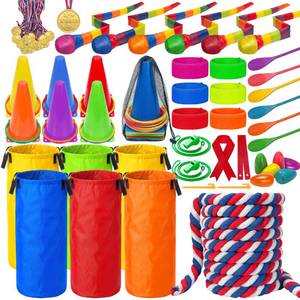 lot 19685 image: LINAYE Field Day Games for Kids Adults, Outdoor Activities Carnival Lawn Yard Family Reunion Survivor Games Tug of War Rope, Potato Sack Race Bags, Ring Toss, Throw and Catch Ball for Birthday Party