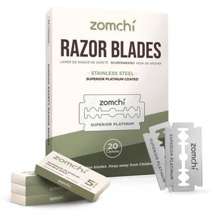 lot 20002 image: ZOMCHI Double Edge Razor Blades, 100 Count Stainless Steel Refills
