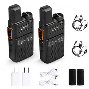 lot 20013 image: KSUN Walkie Talkies with Earpiece and Mic 22 Channels Drop-Resistant, Mini Long Range Display VOX 4000mAh Rechargeable Battery Small Gifts for Kids Hiking Camping M6 (2 Pack)
