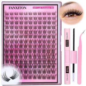 lot 20014 image: DIY Lash Extension Kit Natural Look Wispy Lash Clusters D 154 pcs Lashes Clusters 8-16 mm Eyelash Extension Kit Lash Bond and Seal Lash Tweezers Individual Lashes Lash Cluster Kit For Beginners