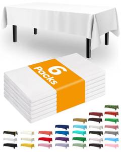 lot 20015 image: Pureegg Plastic Table Cloth Disposable 6 Pack, 54 x 108 Inch, White
