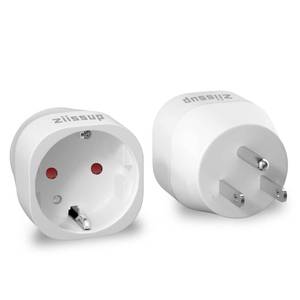 lot 20023 image: Ziissup European to USA Plug Adapter, EU to US Plug Adapter, Europe to USA Travel Converter for Most of Europe EU Spain France Type CEF Plugs to US Power Adapter, 1-Pack. White