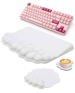 lot 20030 image: PVIPCZ Ergonomic Cloud Wrist Rest Set for Keyboard and Mouse, White