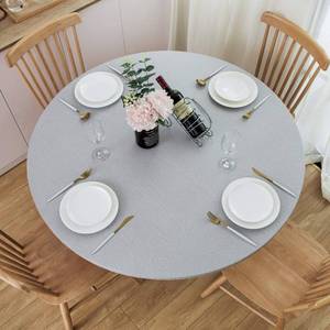 lot 20041 image: NLMUVW Round Tablecloth Vinyl Light 44 Inch, Fitted PVC Table Cover Outdoor