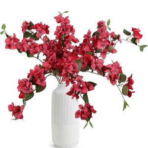 lot 20048 image: UUXX Red Faux Bougainvillea 8 PCS Realistic Artificial Bougainvillea Silk Flowers 29.9 Long Stem Flowers for Tall Vase Home Wedding Centerepieces Decor (Red)