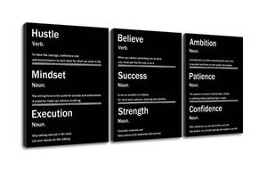 lot 20403 image: PJQART Nine Success Values 3 Piece Canvas Wall Art, Office Quote Decor