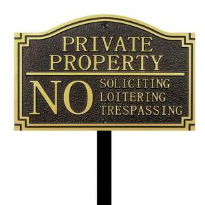 lot 20407 image: Acrebain Private Property No Trespassing Sign with Stake, No Soliciting Sign Statement Plaque for House,Aluminum Alloy with 3D Embossed Lettering,11.5x7.5 inch28 inch High for Front DoorLawnsGardens and Business,Stainless Steel Screw Mounting