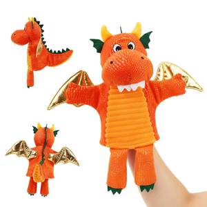 lot 20414 image: June Garden Dragon Plush Hand Puppet with Golden Wings, Orange