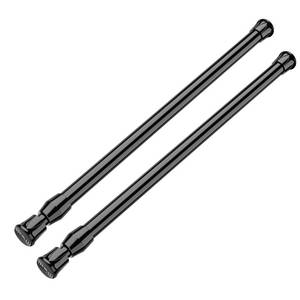 lot 20417 image: MEXAU 2Pack Spring Tension Curtain Rod 16.5-28 inch Black Small Tension Rod