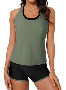 lot 20419 image: Aleumdr Womens 3 Piece Tankini Set Athletic Swimwear Green Large