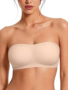 lot 20420 image: Strapless Bras for Women Non Slip Wireless Comfy Bandeau Seamless No Underwire Padded Bralette Tube Bra Top Nude Large