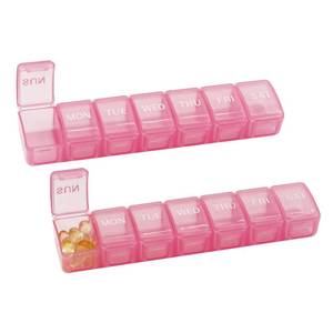 lot 20427 image: EIVENNKO 2 PCS Small Weekly Pill Organizer 7 Days (Pink)