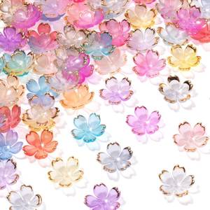 lot 20430 image: CustomyLife 100pcs Cherry Blossom Beads, 5-Petal, Random Color