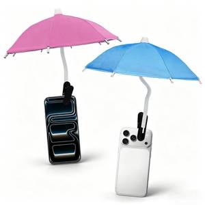 lot 20445 image: Navorise 2Pcs Phone Umbrella for Sun, Umbrella for Phone Sun Shade with Adjustable Angle & Clip On Design, Compatible with iPhone & Android for Pool Beach Outdoor Blackout Anti-Glare (Pink & Blue)