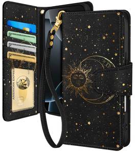lot 20447 image: Toycamp for iPhone 16 Pro Max Wallet Case, Leather Flip Cover, Sun and Moon
