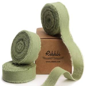 lot 20454 image: Ribbli 3 Rolls Sage Green Ribbon 58 Inch x 18Yards Handmade Cotton Frayed Fringe Ribbons for Gift Wrapping Wedding Invites Bridal Bouquets Baby Shower DIY Crafts Home Decor