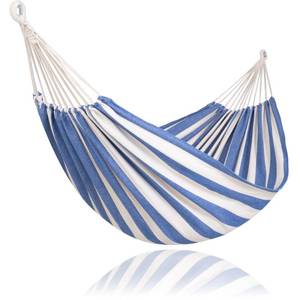 lot 20457 image: SUNCREAT Long Replacement Hammock Two Person for Stand, Blue White Stripes