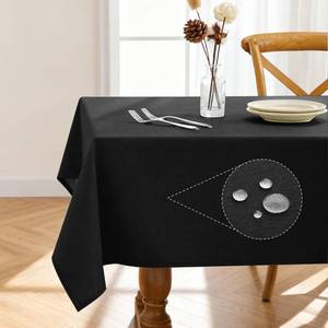 lot 20479 image: Pureegg Rectangle Linen Tablecloth Waterproof & Stain Resistant, Wrinkle-Free Table Cloth Adds Elegance and Protection, Ideal for Dining, Party, Wedding and Outdoor, 52 x 70 Inch, Black
