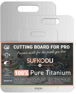lot 1315 image: Sufkodu 100% Pure Titanium Cutting Board - Stock image may not match actual product images