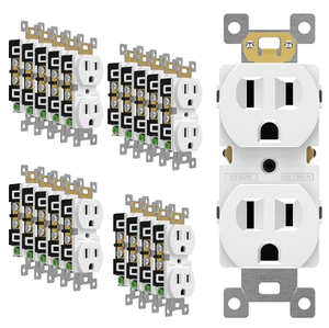 lot 1341 image: Enerlites 20 Pack Decorator Duplex Receptacle Self-Grounding 15A 125V - Stock image may not match actual product images