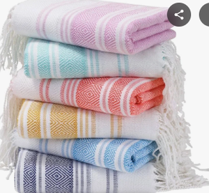 lot 11906 image: Genovega Turkish Beach Towel 74x38 6-Pack Light Blue - Stock image may not match actual product image