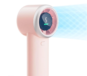 lot 20404 image: MUXNW 13500RPM Turbo Handheld Fan, HD Digital Screen with Battery Percentage, 100-Speed USB-C Rechargeable Cooling Fan for Travel Beach Camping Concert, Cute Summer Gifts for Women Girls (Pink) - Stock image may not match actual product image