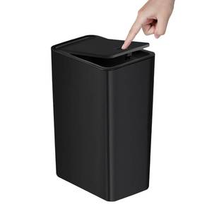 lot 1370 image: TIPGO Bathroom Trash Can with Lid, 10 Liter 2.6 Gallon Slim Garbage Can, Small Trash Bin Waste Basket with Pop-Up Lid for Kitchen, Bedroom, Living Room, Office (Black)
