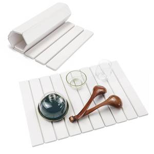 lot 1375 image: Stone Dish Drying Mat for Kitchen Counter 28 x 16 Quick Dry Diatomaceous Earth Drying Mat Foldable Super Absorbent Non Slip Drying Pad for Dishes Plates Cups Bottles Kitchen Countertop White Marble