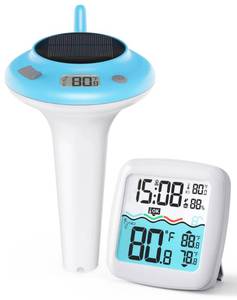 lot 1388 image: Solar Pool Thermometer Floating Easy Read, IPX8 Waterproof Digital Thermometer Wireless for Swimming Pool, Hot Tub, Cold Plunge, Pond