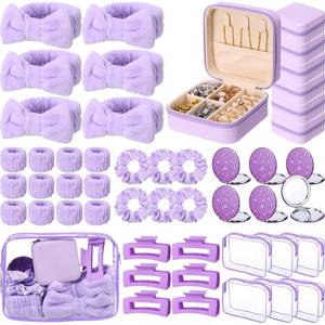 lot 1408 image: Suncalla 48 Pcs Girls Sleepover Party Kit, Spa Party Favors Set, Purple