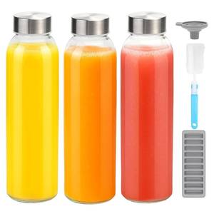lot 1418 image: Zukro 18 oz Glass Water Bottles with Stainless Steel Lids, 100% Leak Proof
