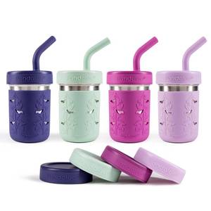 lot 1430 image: Pandaloo� Smoothie Cups for Kids - Stainless Steel Toddler Tumbler with Straw, Sippy Cup for Smoothies - BPA-Free, Toddler Snack Cups, 10 oz