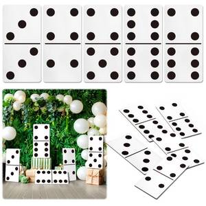 lot 1443 image: BlitzFill Giant Domino Decor for Casino Theme Party & Game Night - Jumbo 15.7x7.87 Cardboard Stand-Up Decoration  Reusable Havana Nights & Birthday Party Props (5 Pcs Large Domino Paper Board)