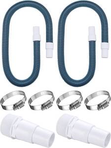 lot 1445 image: Jadive 2 Pack 1 12 Swimming Pool Filter Hose Replacement Kit 59 Long Pool Vacuum Hoses Universal 1.251.5 Inch Combo Hose Adapter with Clamps and Tape for Above Ground Pool(Dark Blue)